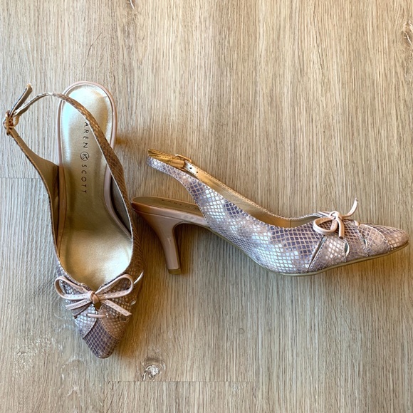 snakeskin slingback pumps